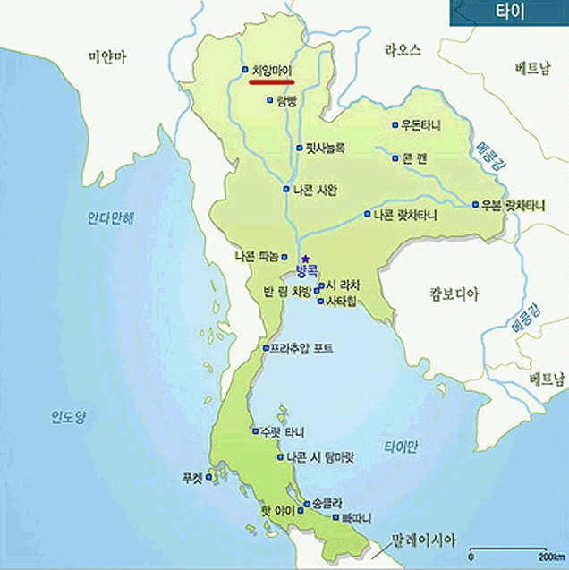 치앙마이 북부지방 지도