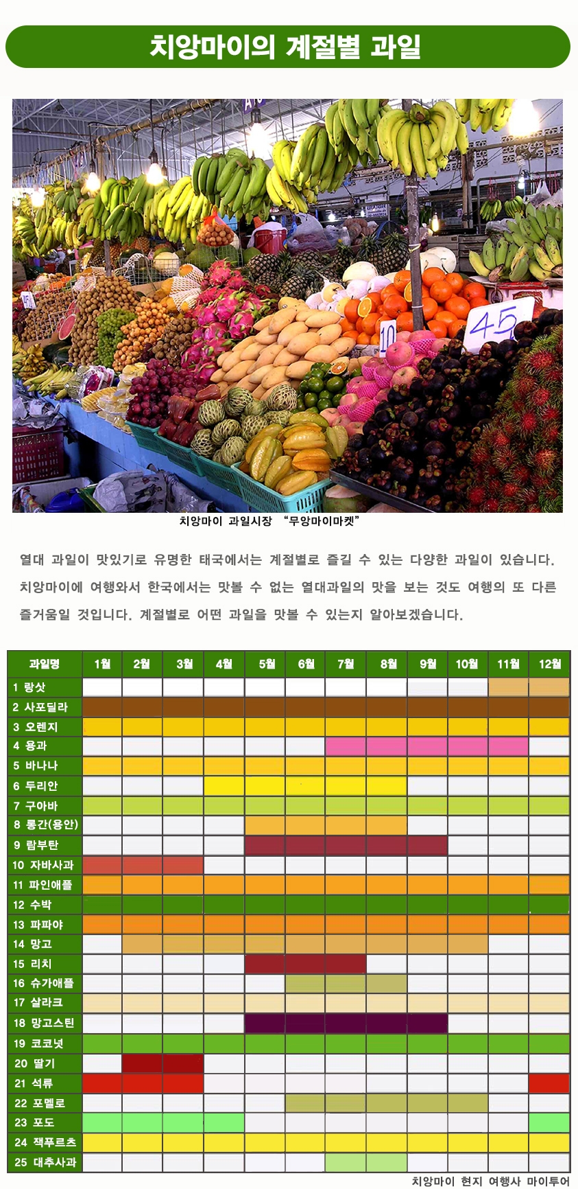 태국 치앙마이 계절별 과일