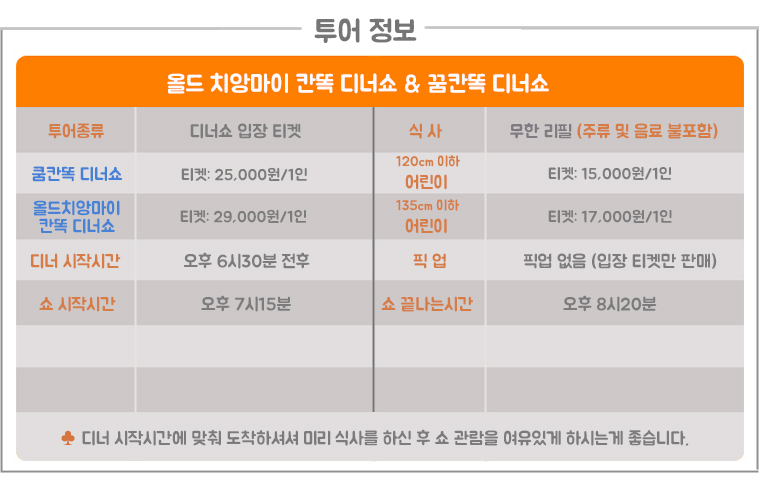 치앙마이 꿈칸똑 니너쇼, 올드 치앙마이, 칸톡 디너, 깐똑 디너