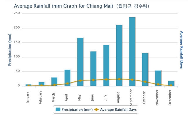 치앙마이 월평균 강수량